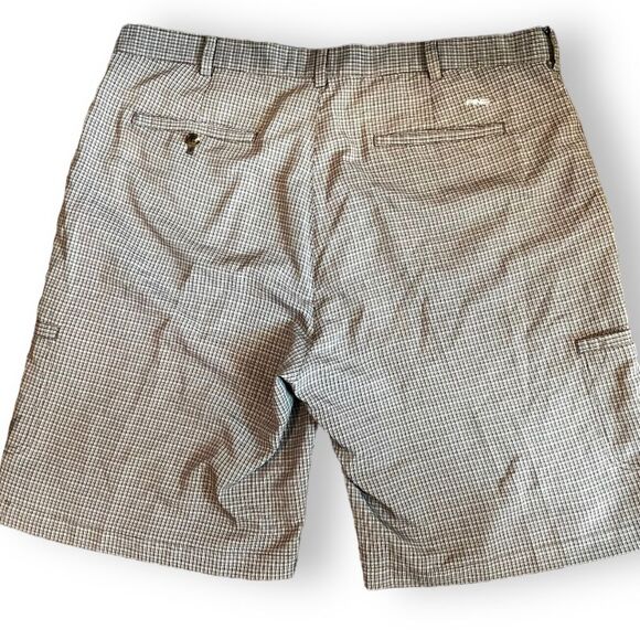 Ping Mens Plaid Cargo Shorts brown/beige Size 38 Flat Front Golf Lightweight - Picture 2 of 11